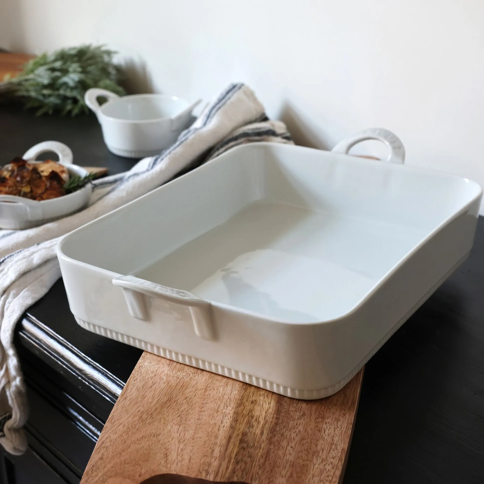 Plat à lasagnes en porcelaine - blanc