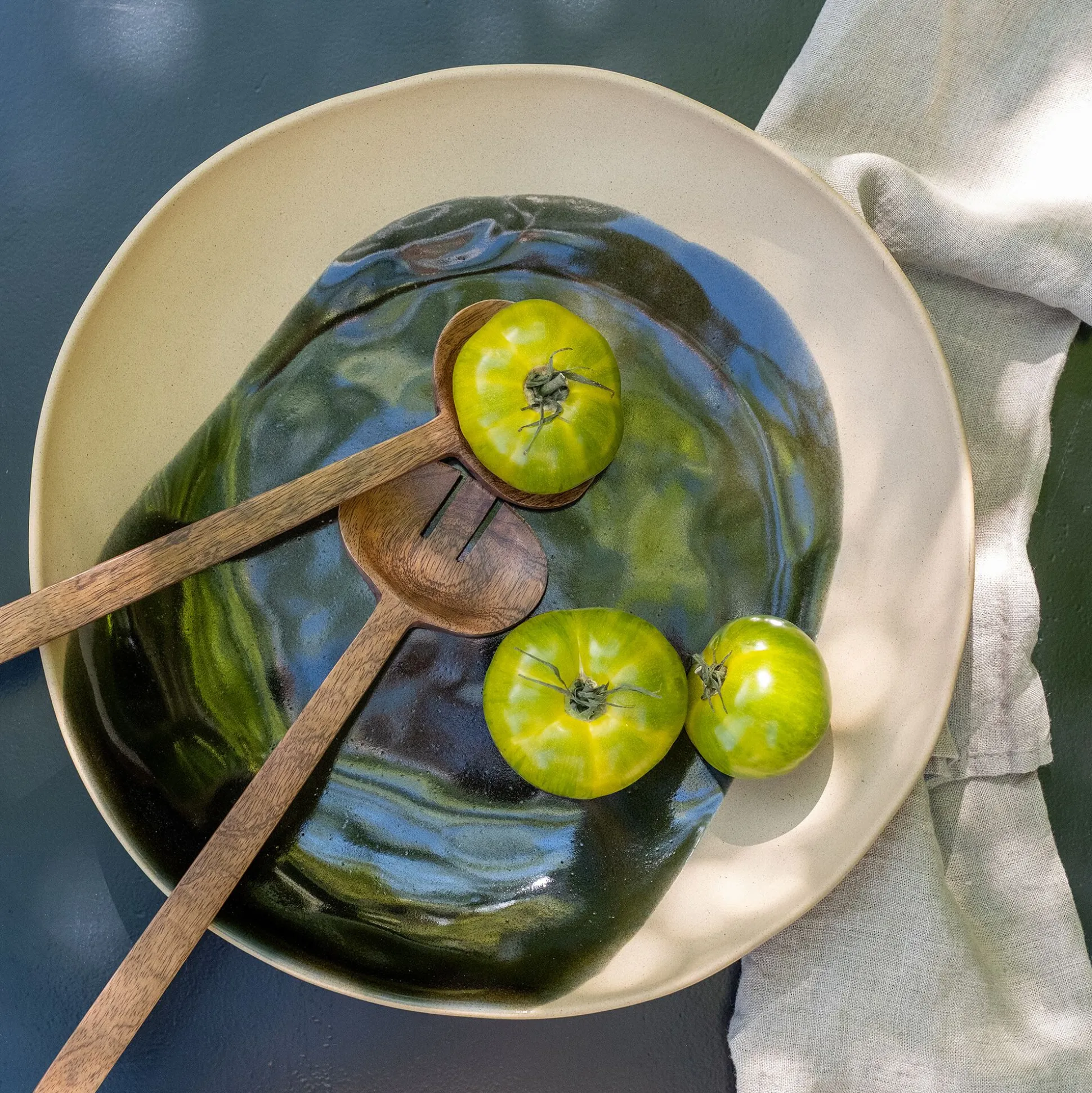 Plat de présentation à motif en grès L36,6cm - beige alpilles