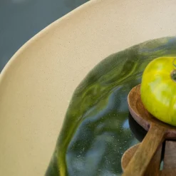 Plat de présentation à motif en grès L36,6cm - beige alpilles