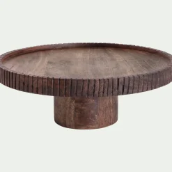 Plat de présentation sur pied en bois de manguier D32cm - naturel