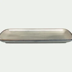 Plat en grès émail réactif L35cm - vert olivier