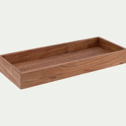 Plateau décoratif en bois de manguier 18x40cm - bois foncé