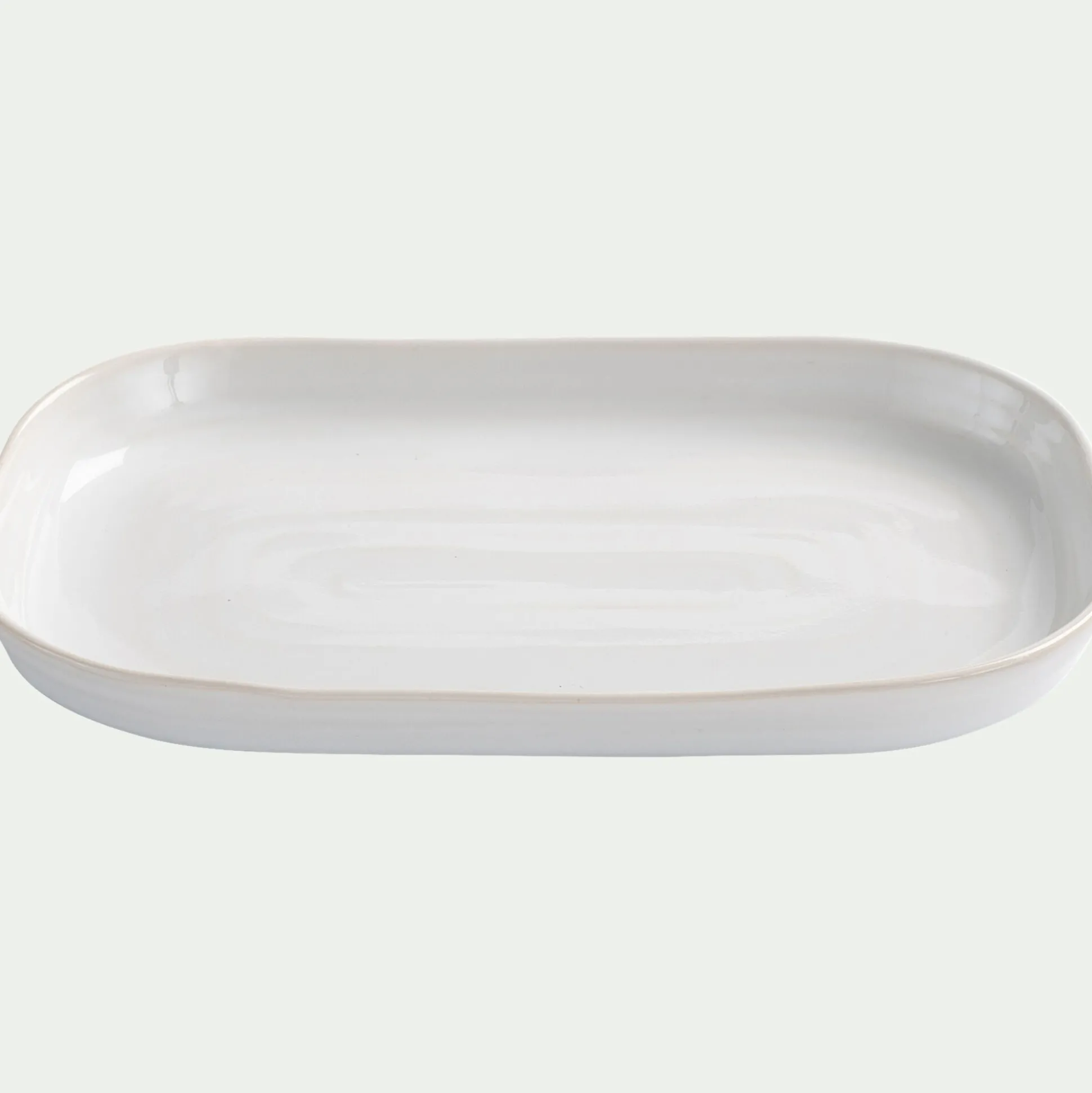 Plateau décoratif en grès 12x20cm - blanc