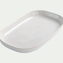 Plateau décoratif en grès 12x20cm - blanc