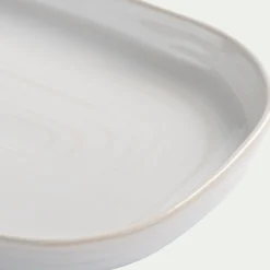 Plateau décoratif en grès 12x20cm - blanc