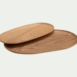 Plateau décoratif ovale en bois de saule 18x35cm - bois clair