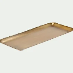Plateau décoratif rectangulaire en fer - doré 15x35,5cm