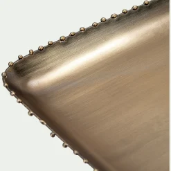 Plateau décoratif rectangulaire en fer - doré 15x35,5cm