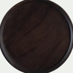 Plateau décoratif rond en bois de manguier D20,5cm - bois foncé