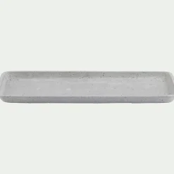 Plateau rectangulaire effet béton en polystone - gris 13,5x36cm