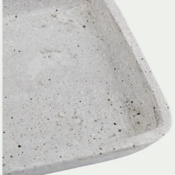 Plateau rectangulaire effet béton en polystone - gris 13,5x36cm