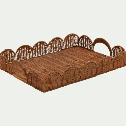 Plateau rectangulaire en rotin L46cm - marron