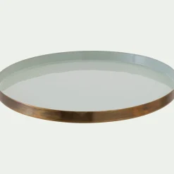 Plateau rond en fer - vert olivier D25cm