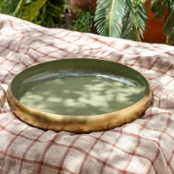 Plateau rond en fer D43cm - vert cèdre