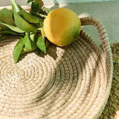 Plateau rond en jonc de mer D44cm - naturel