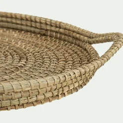 Plateau rond en jonc de mer D44cm - naturel