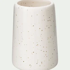 Porte brosse à dent en céramique mouchetée - blanc ventoux