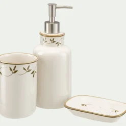 Porte brosse à dents en grès - blanc