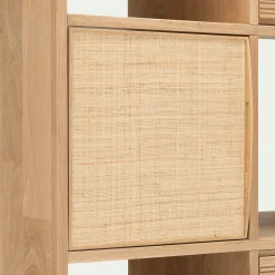 Porte en chêne et raphia avec fond - bois clair