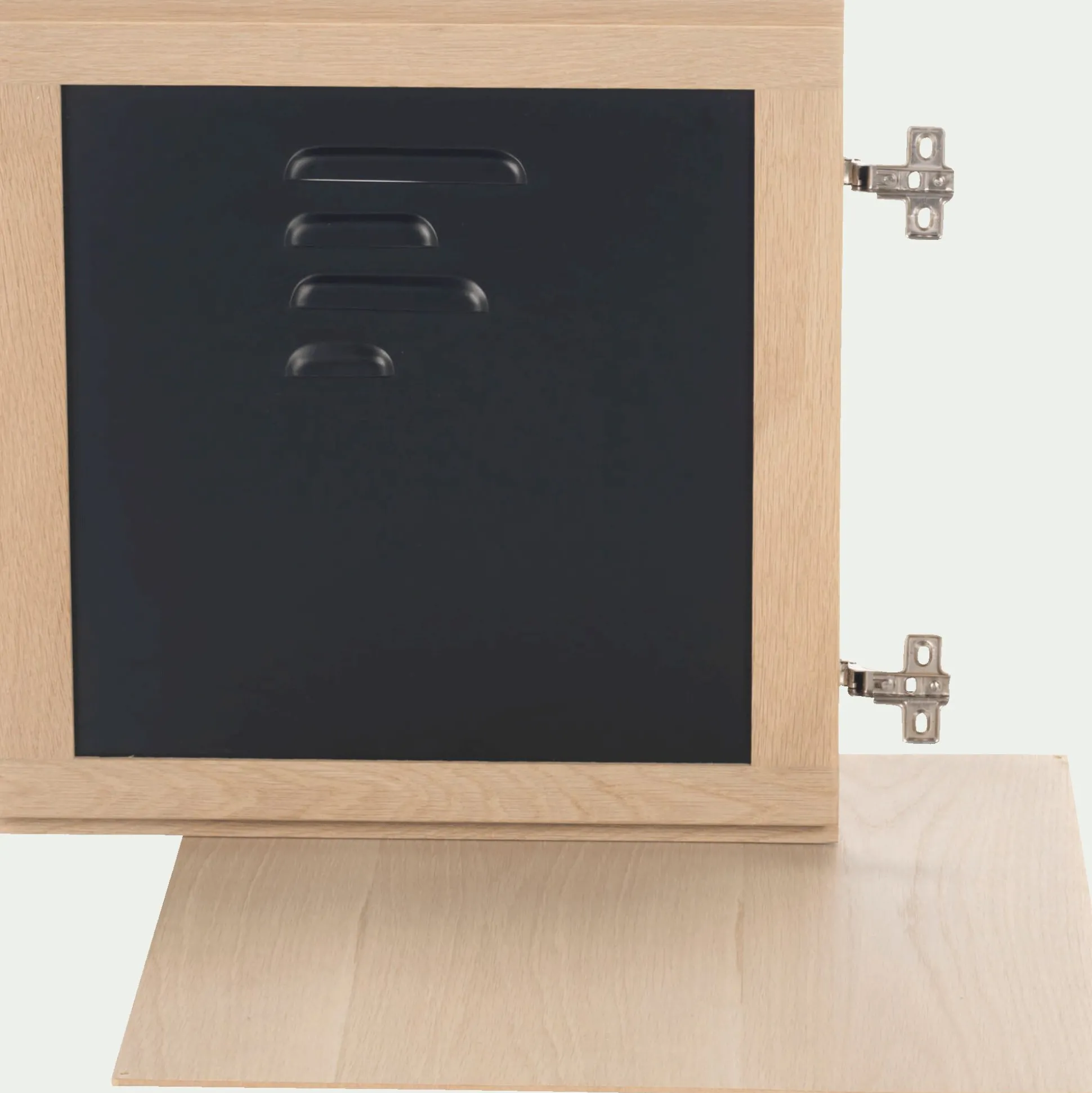 Porte en placage chêne et acier - noir