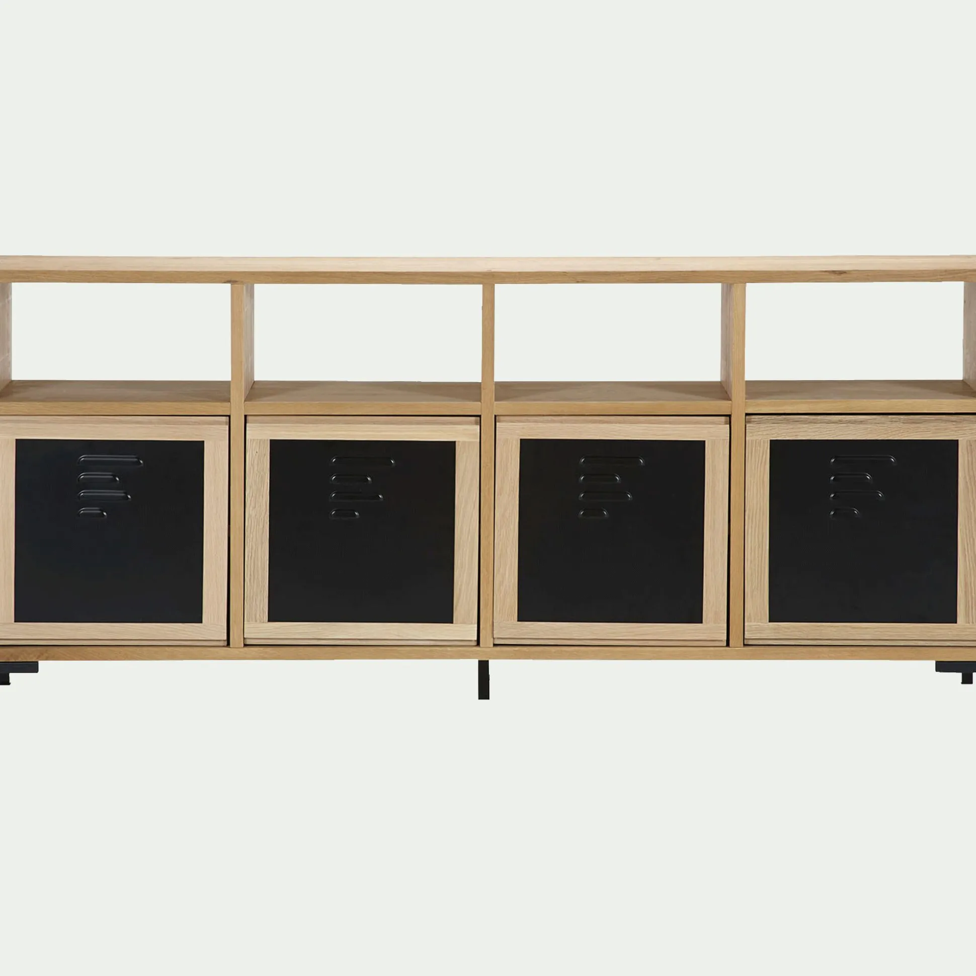 Porte en placage chêne et acier - noir