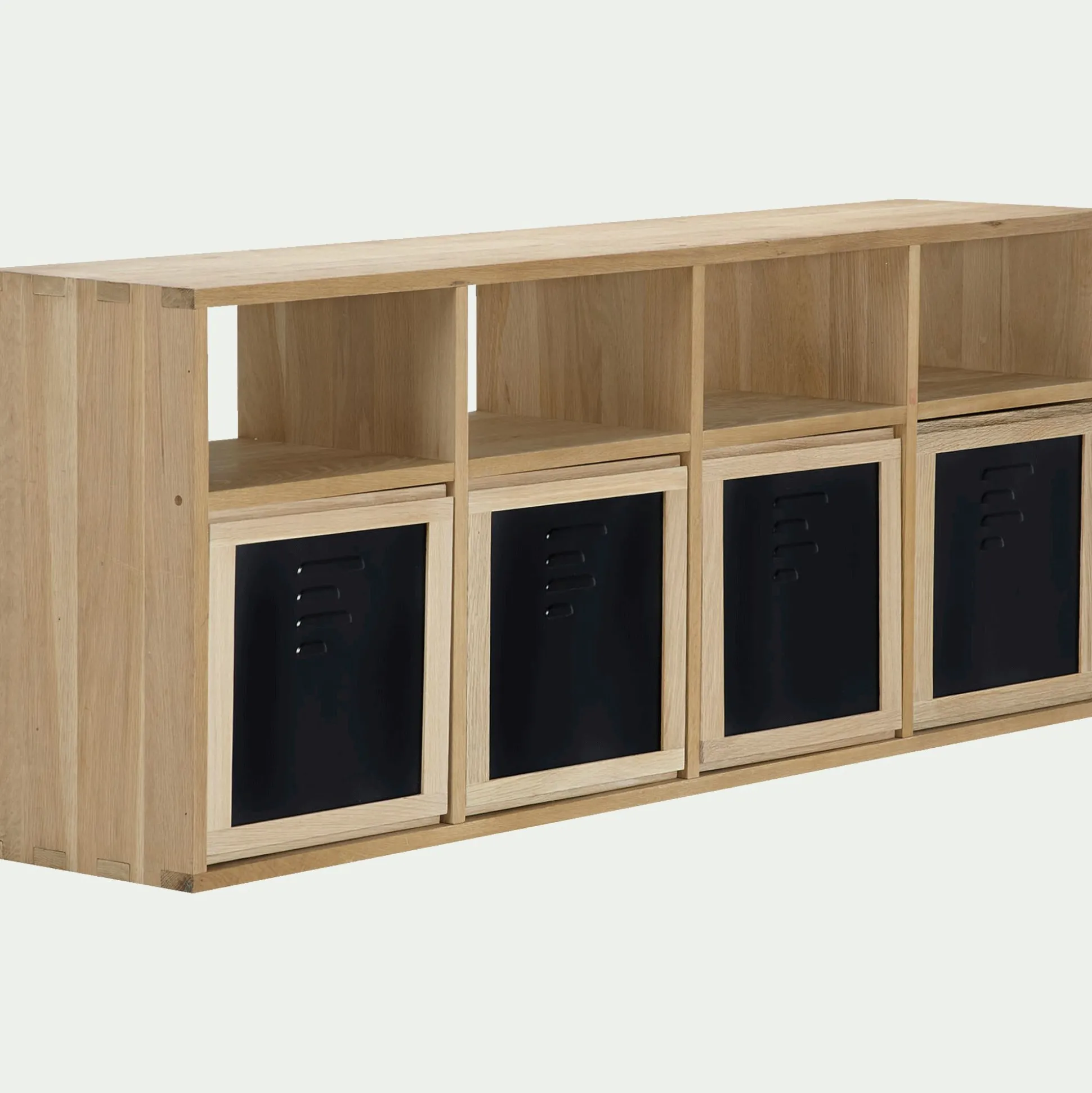 Porte en placage chêne et acier - noir