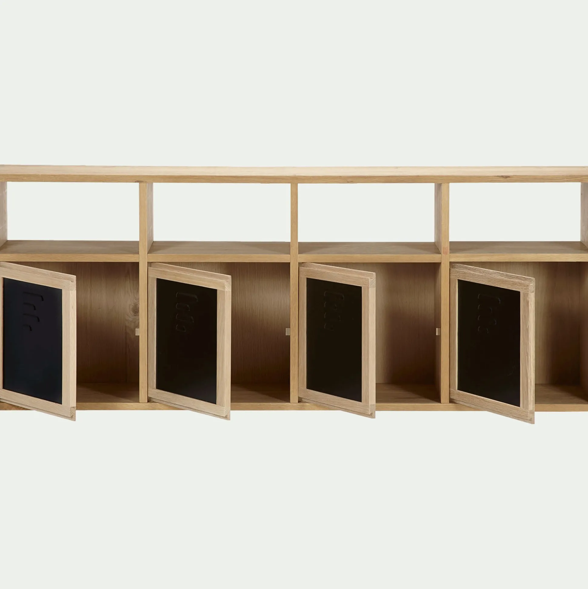 Porte en placage chêne et acier - noir