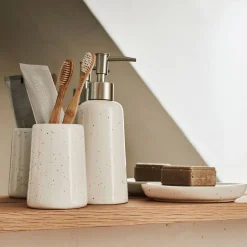 Porte savon en céramique mouchetée - blanc ventoux