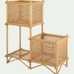 Porte-plante double sellette en rotin - naturel