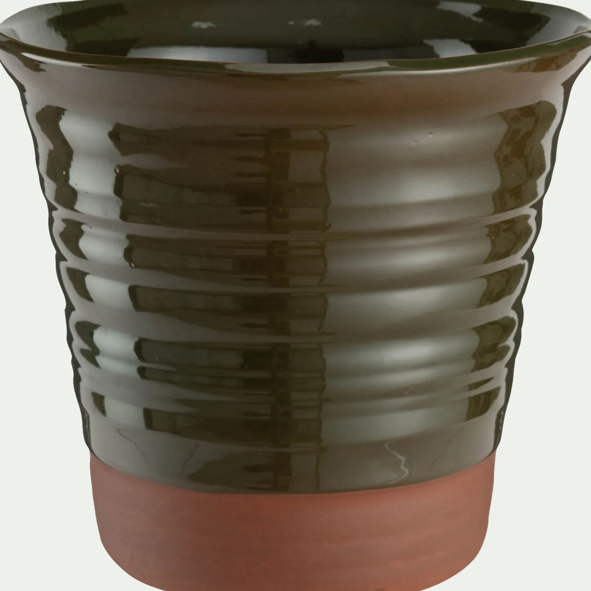 Pot bicolore en terre cuite D29cm - vert