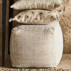 Pouf carré en coton et jute - naturel L45xl45xH40cm