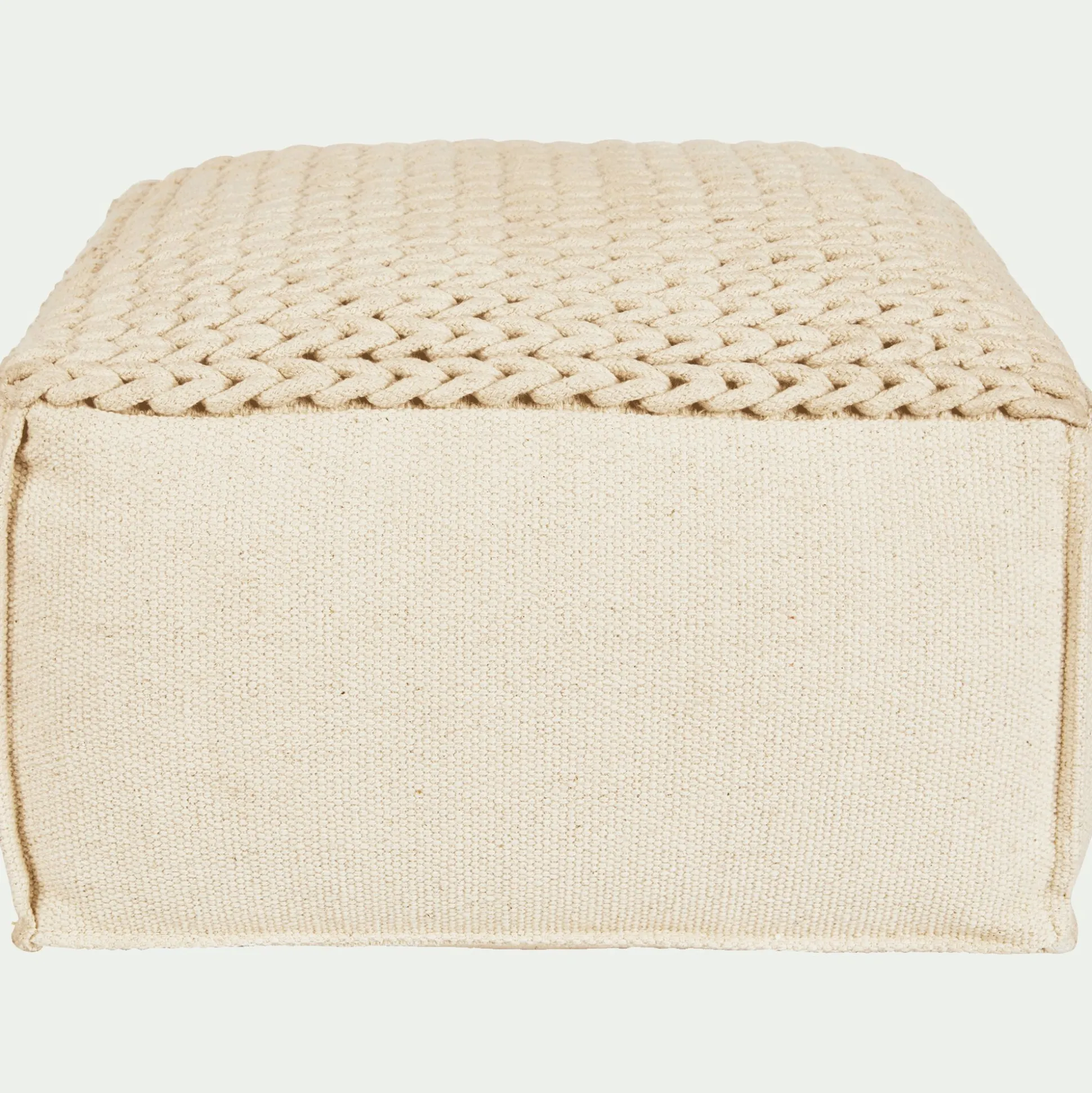 Pouf cubique en coton - beige D50xH28cm