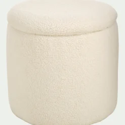 Pouf en tissu avec coffre de rangement - blanc H43cm
