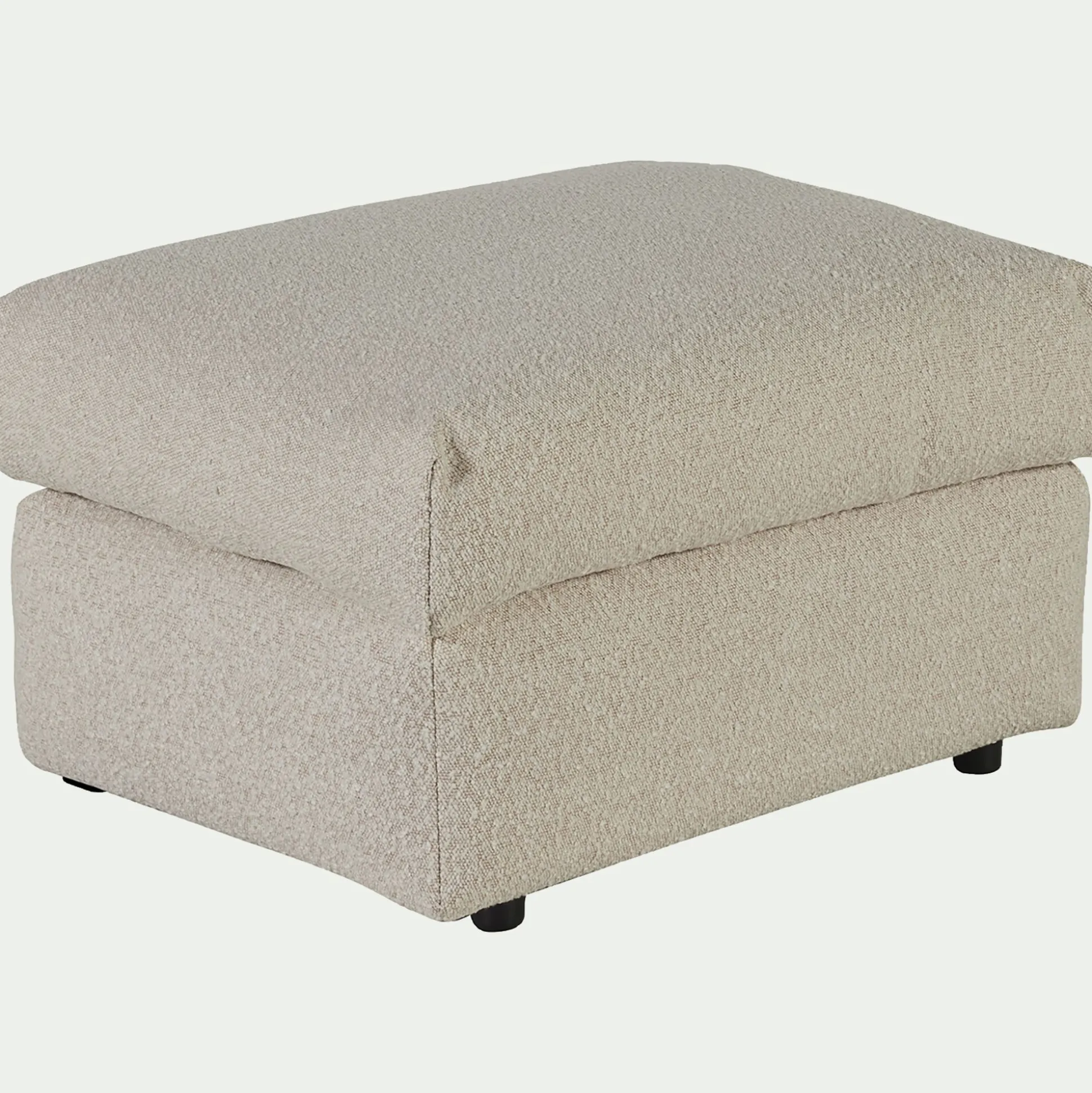 Pouf en tissu bouclette - blanc écru