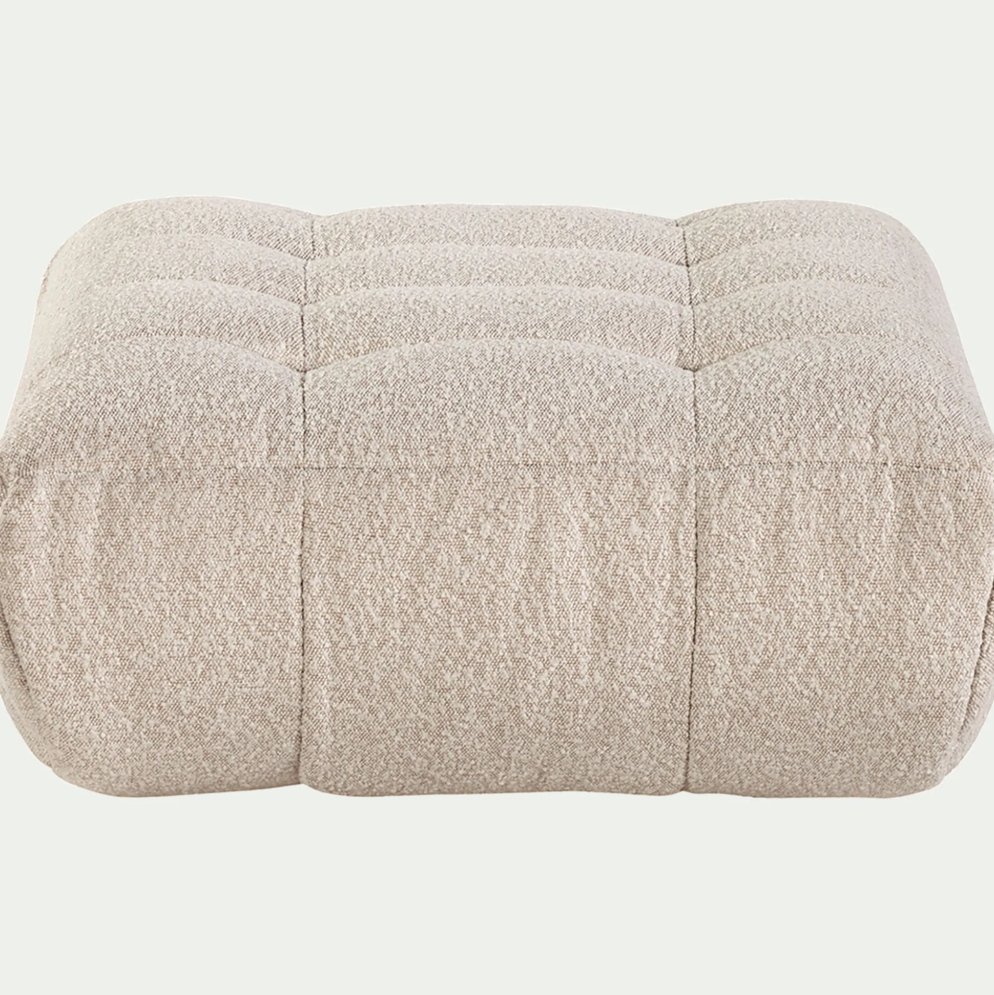 Pouf en tissu bouclette - blanc écru