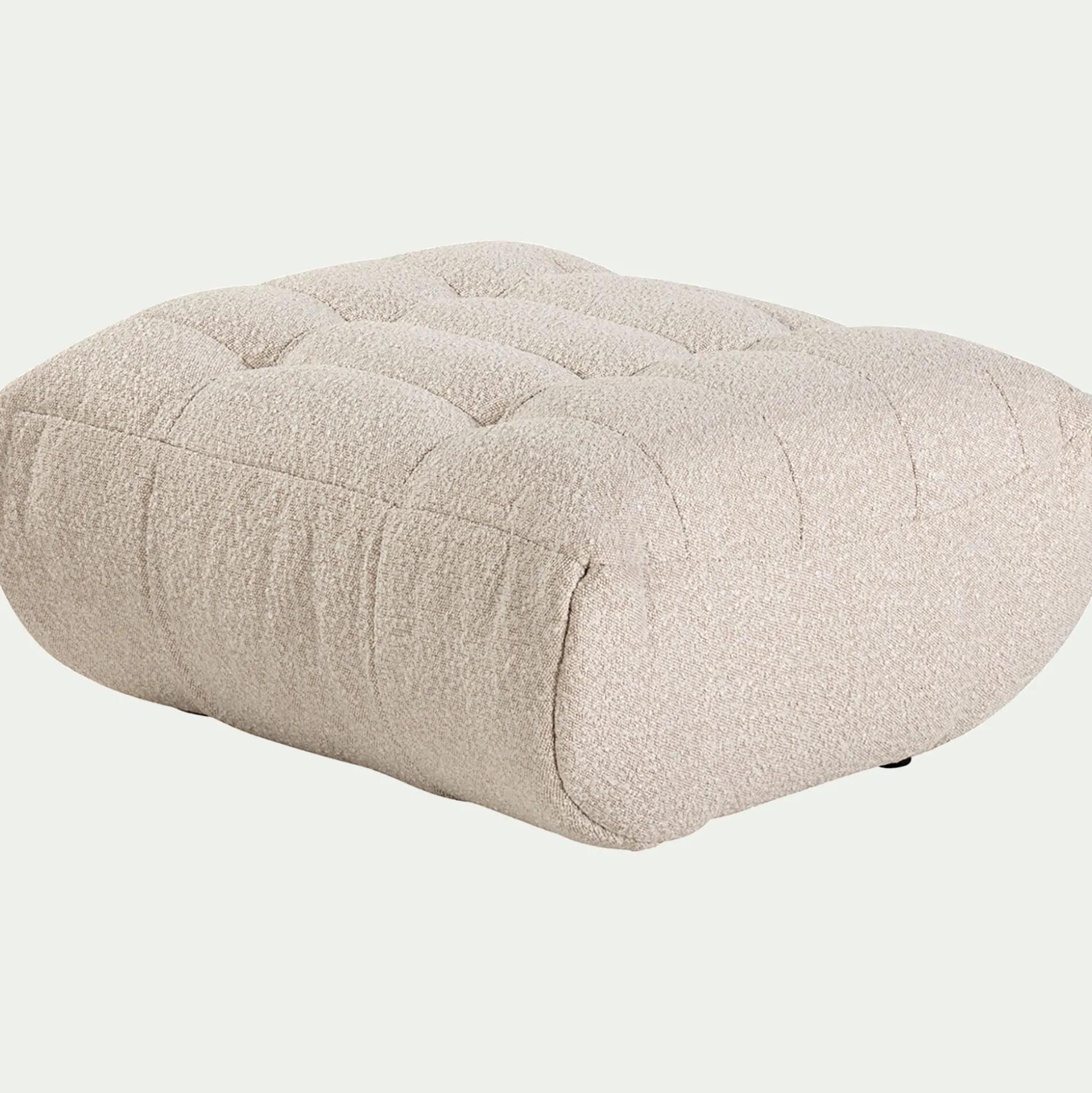 Pouf en tissu bouclette - blanc écru