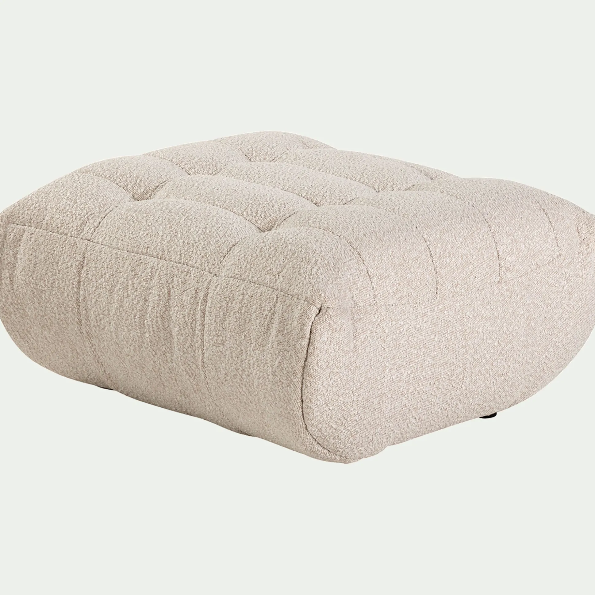 Pouf en tissu bouclette - blanc écru