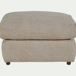 Pouf en tissu chenille - beige roucas