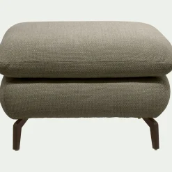 Pouf en tissu doux tramé - vert garrigue