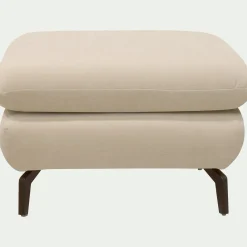 Pouf en tissu doux tramé - Blanc écru