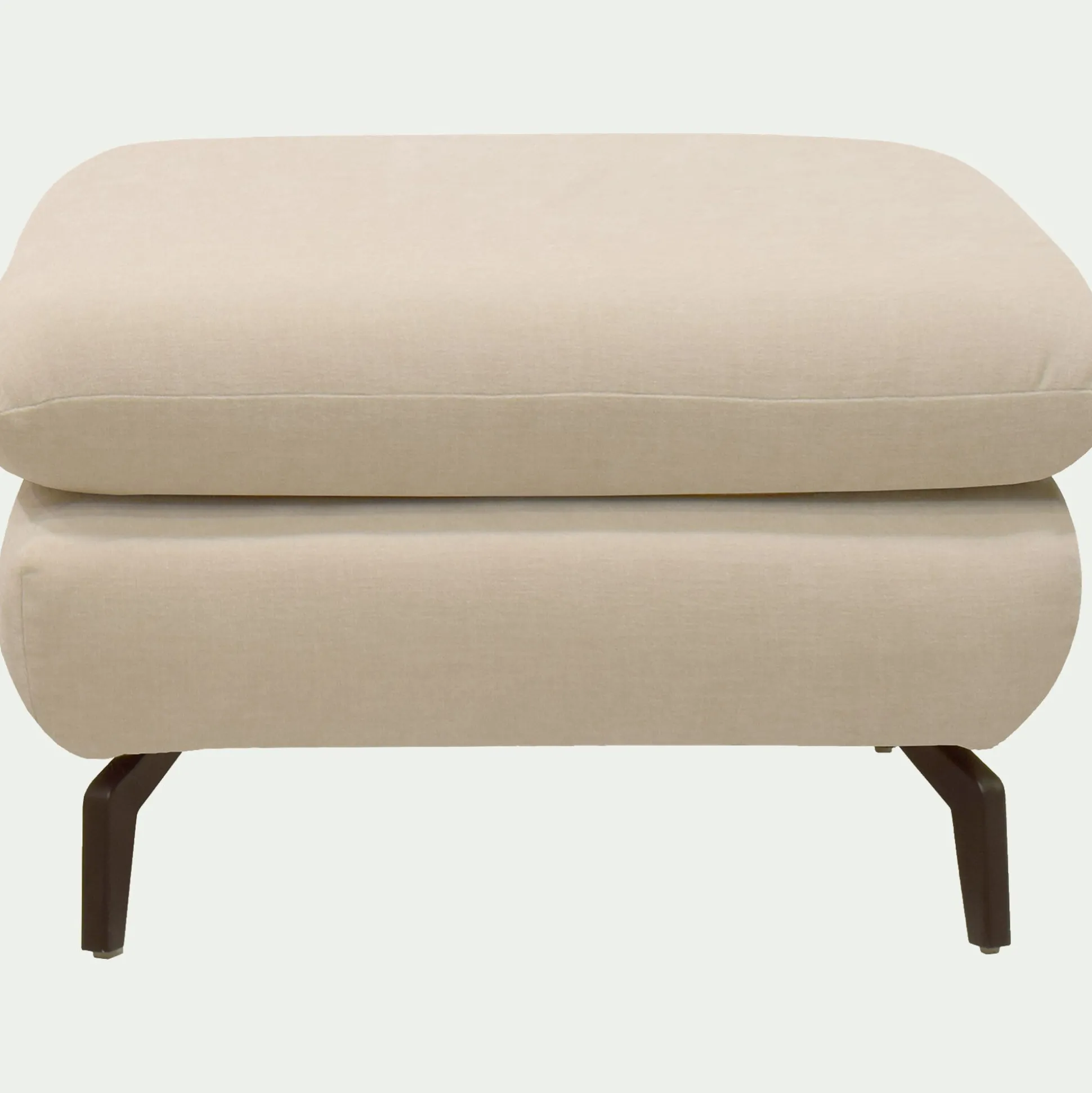 Pouf en tissu doux tramé - Blanc écru