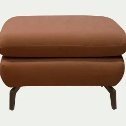 Pouf en tissu doux tramé - brun rustrel