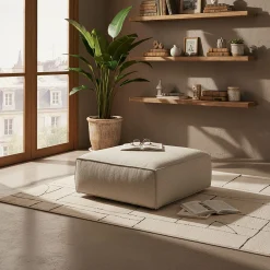 Pouf en tissu genesis - beige