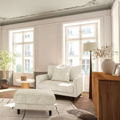 Pouf en tissu genesis - blanc ventoux