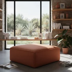 Pouf en tissu genesis - brun rustrel