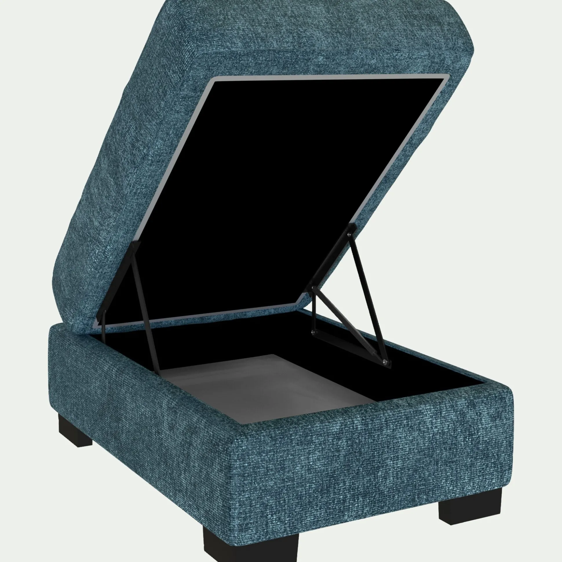 Pouf en tissu Genesis avec coffre - bleu figuerolles