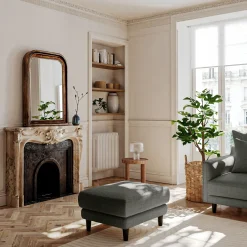 Pouf en tissu joint - gris restanque