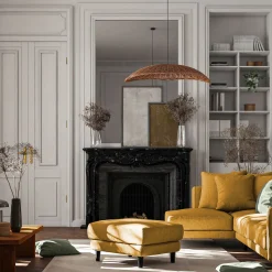 Pouf en tissu monclar - jaune argan