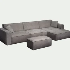 Pouf en tissu tramé - gris