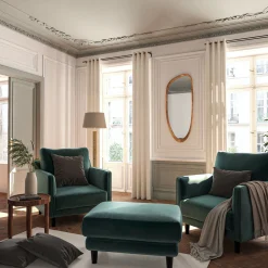 Pouf en tissu velvet - vert sauge